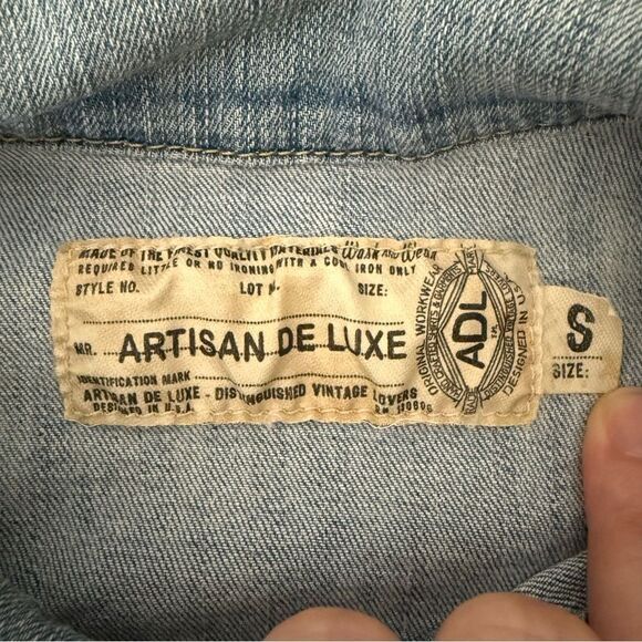 Artisan De Luxe Jean Jacket Womens Sz S Blue Embroidered Sleeve Denim Boho Fest - Picture 7 of 11